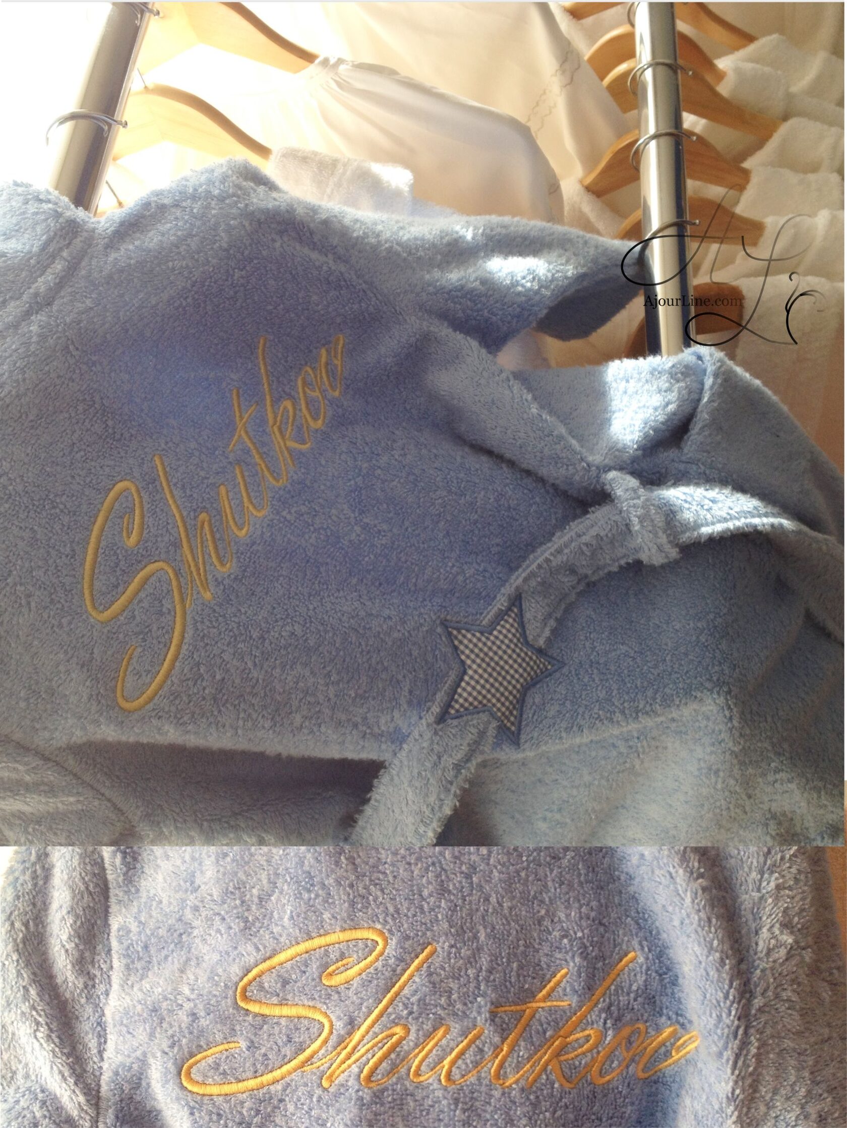 organic cotton personalized baby robes with name — a soft, cozy, and thoughtful gift for babies and new parents. Handmade in Riga, Latvia. Worldwide shipping available.