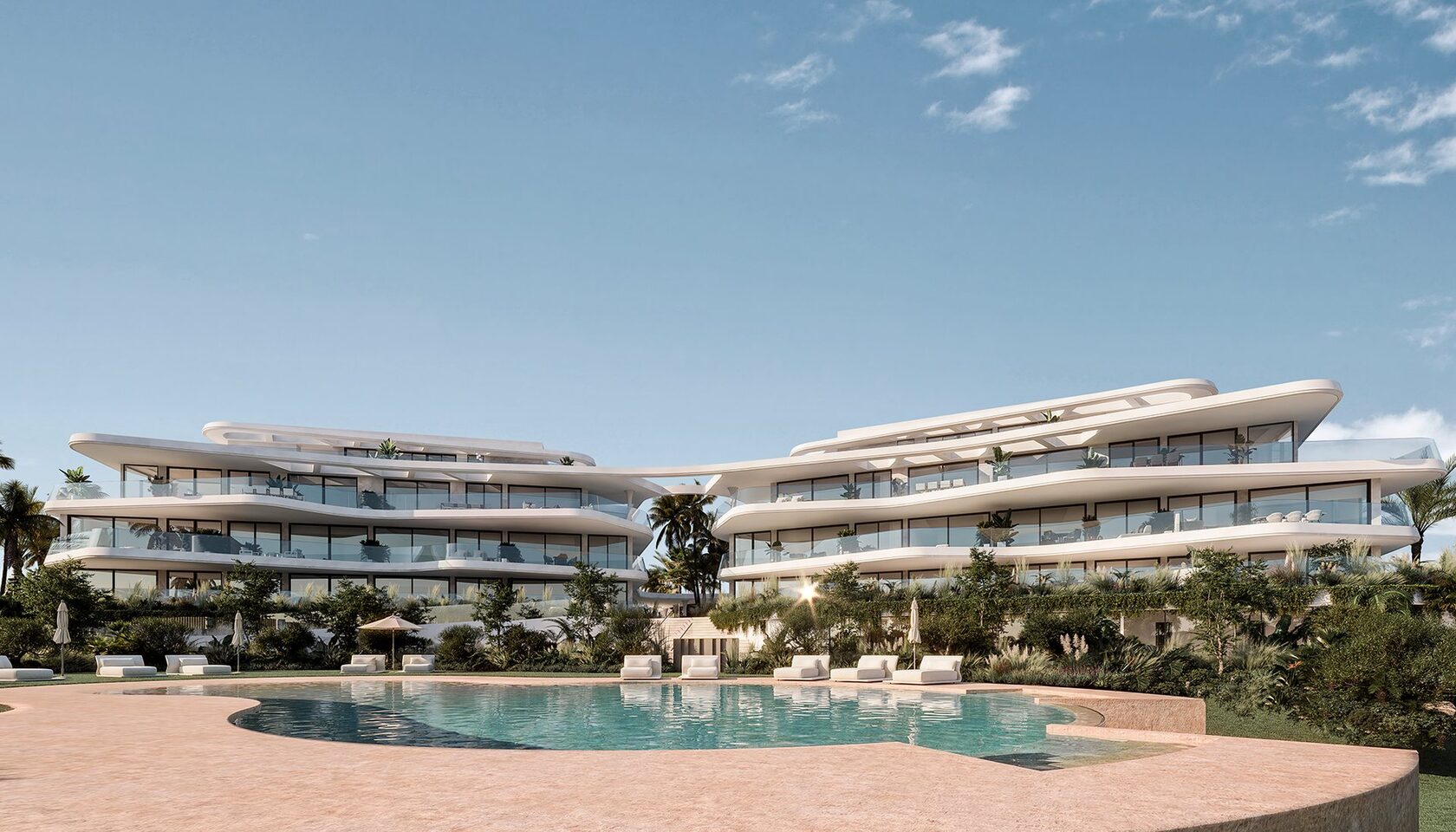 Solaia Residence, Новая Золотая Миля — оба корпуса со стороны бассейна