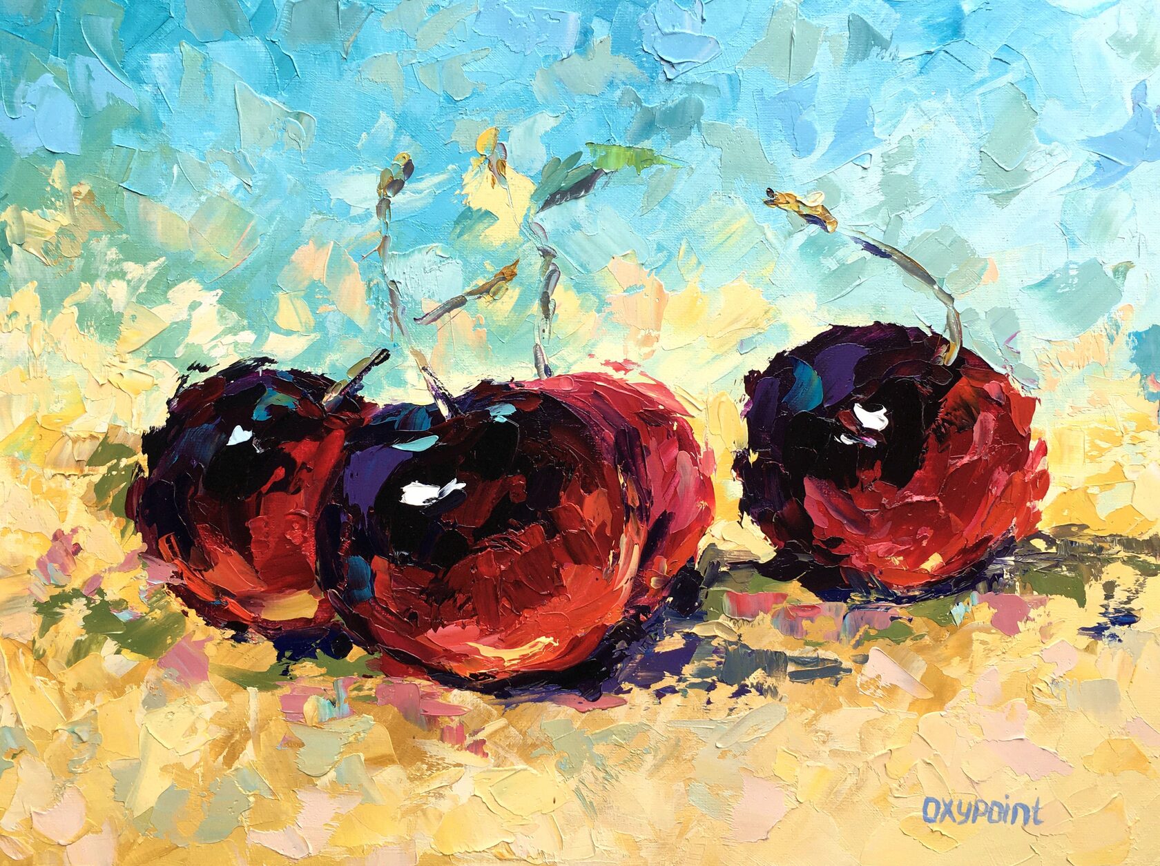 Cherries oil painting