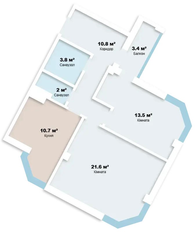 2-кімнатна квартира в ЖК Монблан — планування 3