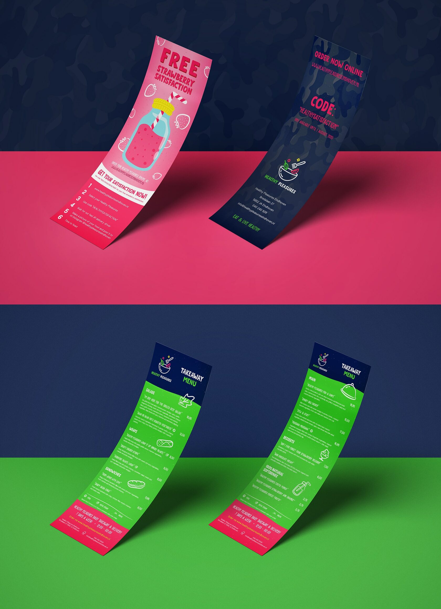 Flyer ontwerp voorbeeld van project Healthy Pleasures