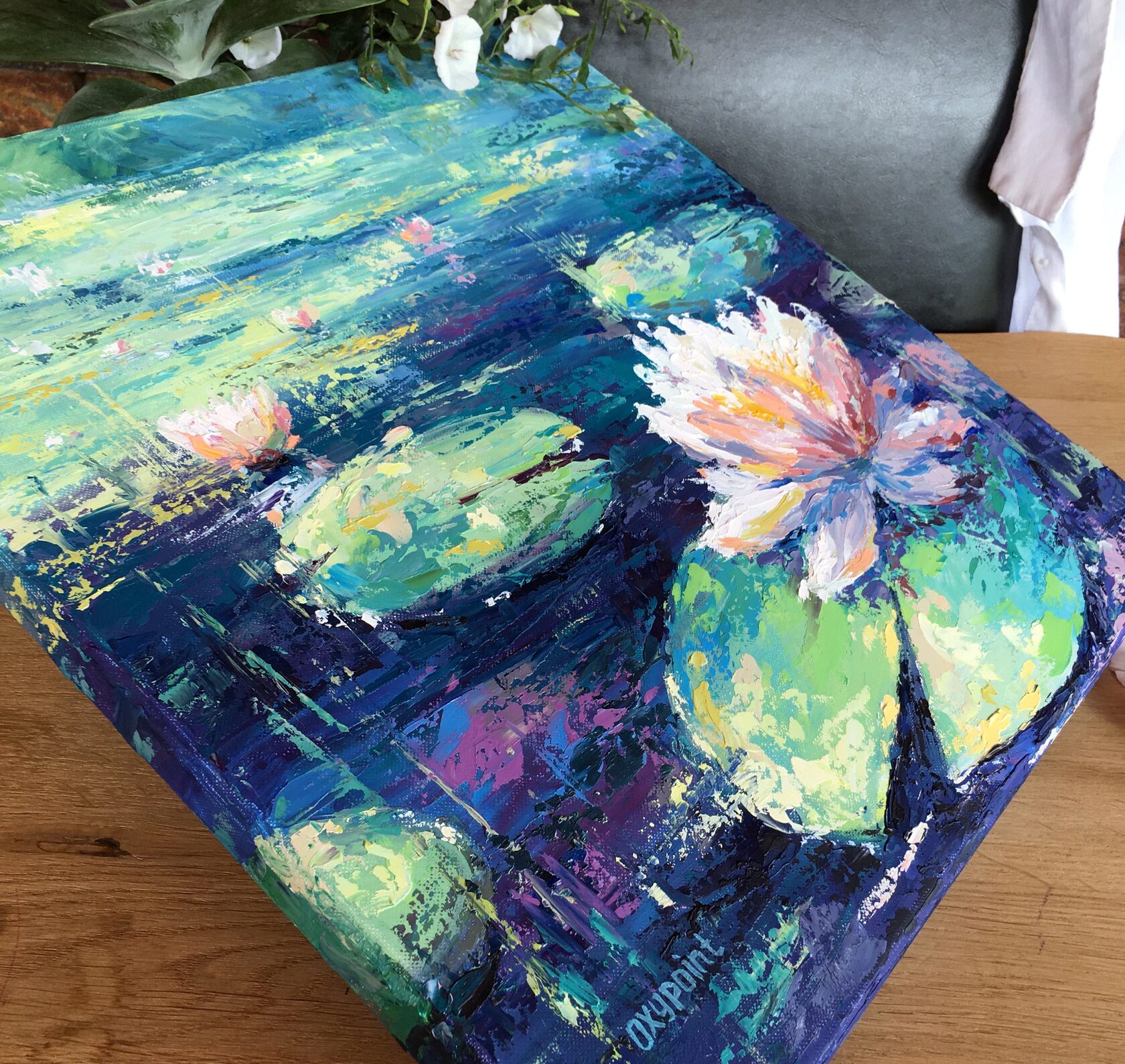 water lily oil painting