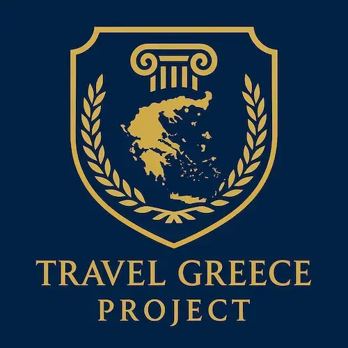 Travel Greece Project official logo with Greek map and laurel wreath