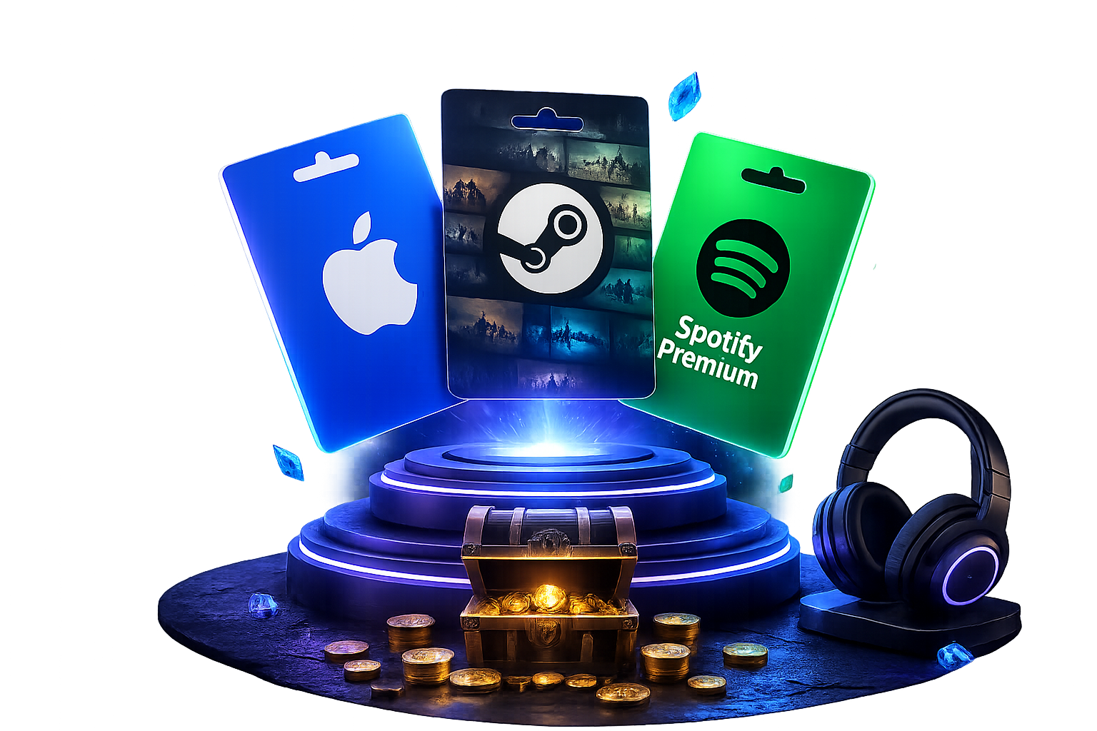 Подарочные карты Apple, Steam и Spotify