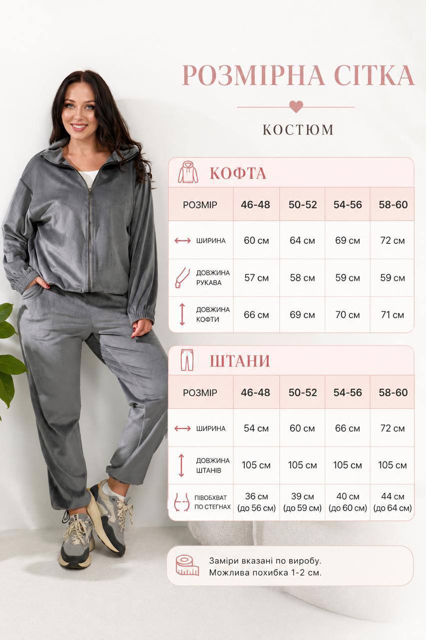 Розмірна сітка — Заміри костюму «День без поспіху»