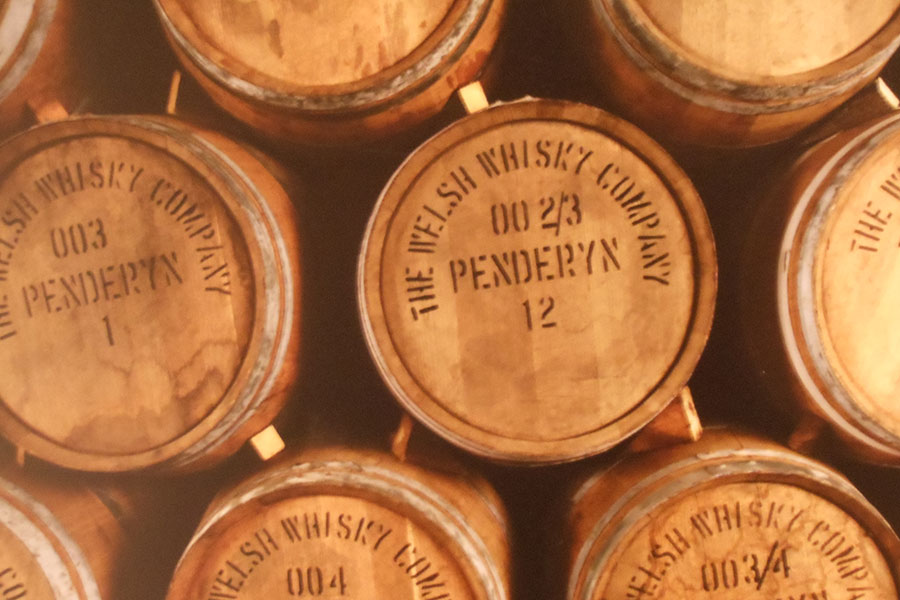 Whisky casks at Penderyn Distillery