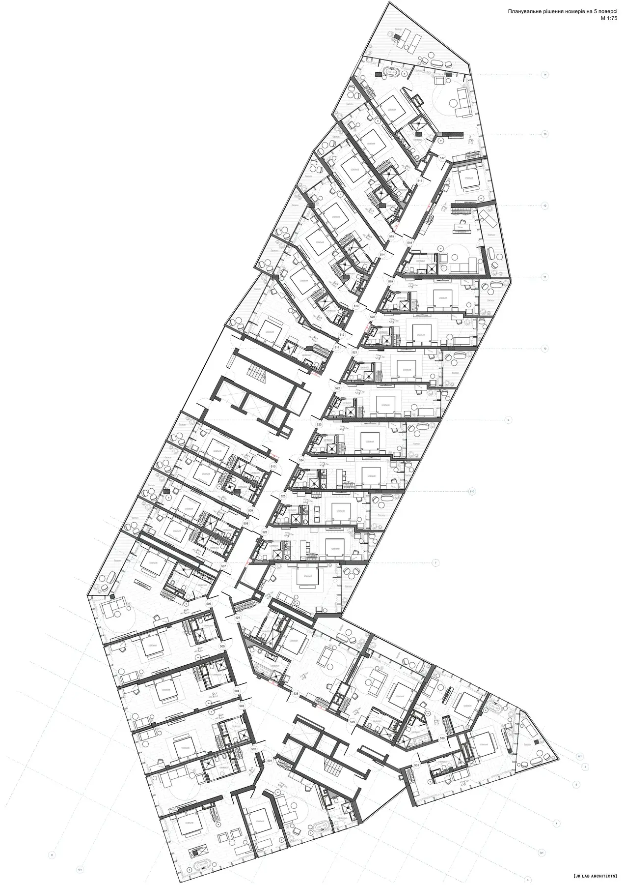 M1 Club Apartments — планировка пятого этажа