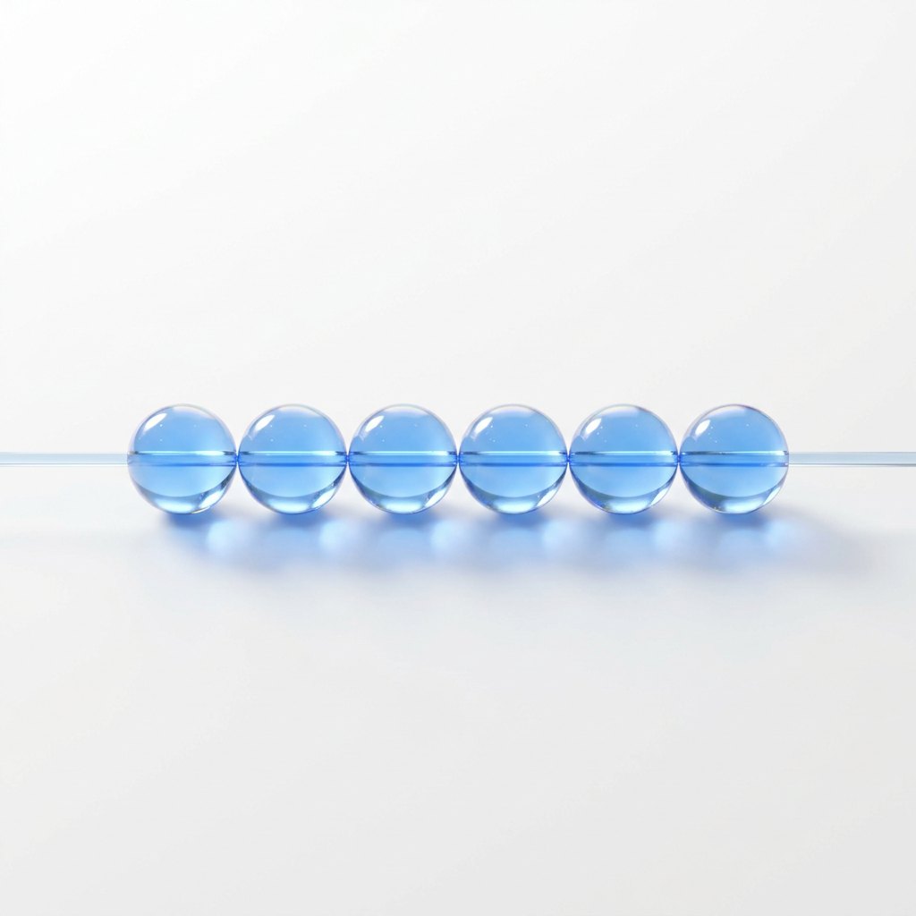 Una fila ordinata di perline blu: l'automazione in funzione