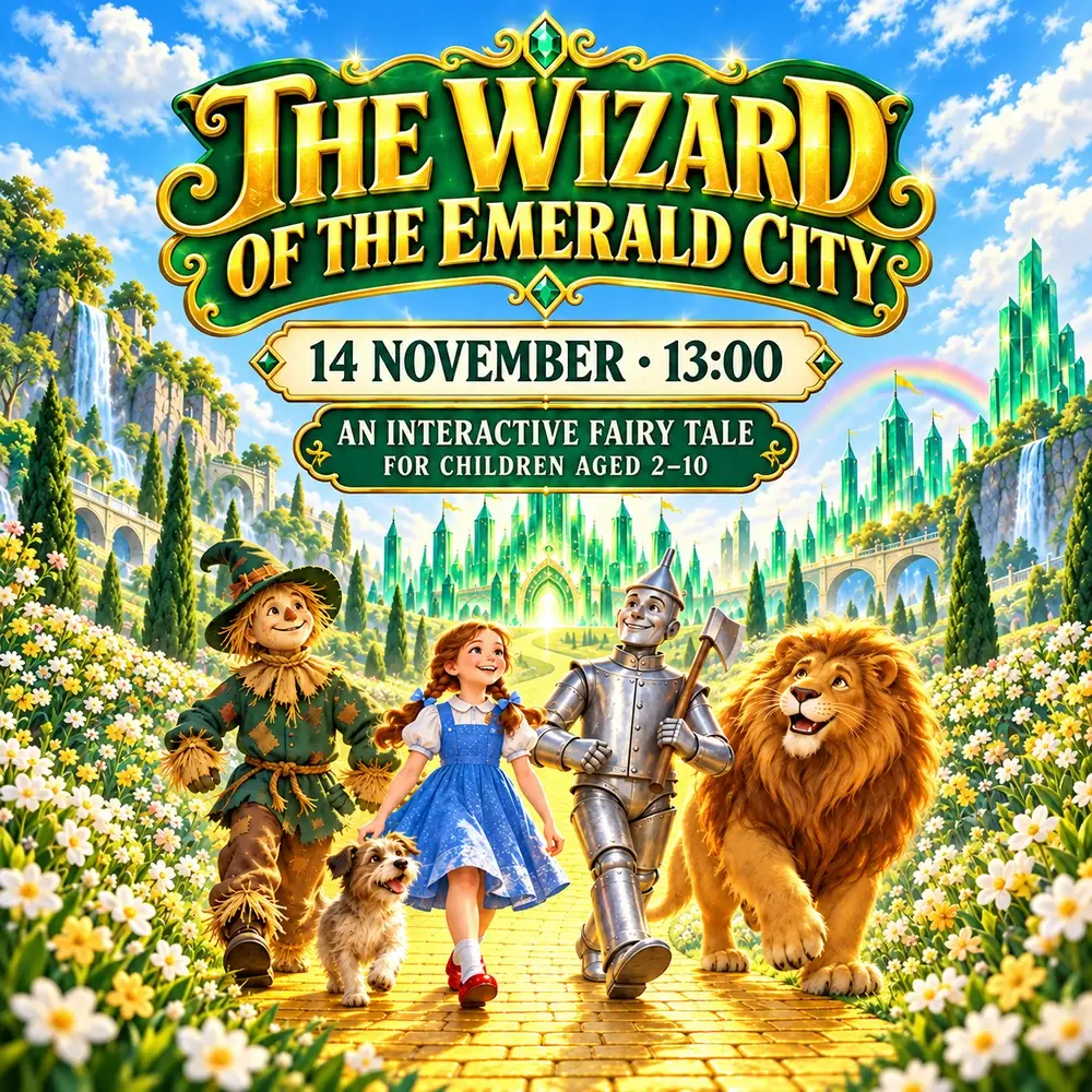 THE WIZARD OF THE EMERALD CITY — 14 November, 13:00. An interactive fairy tale for children aged 2–10.