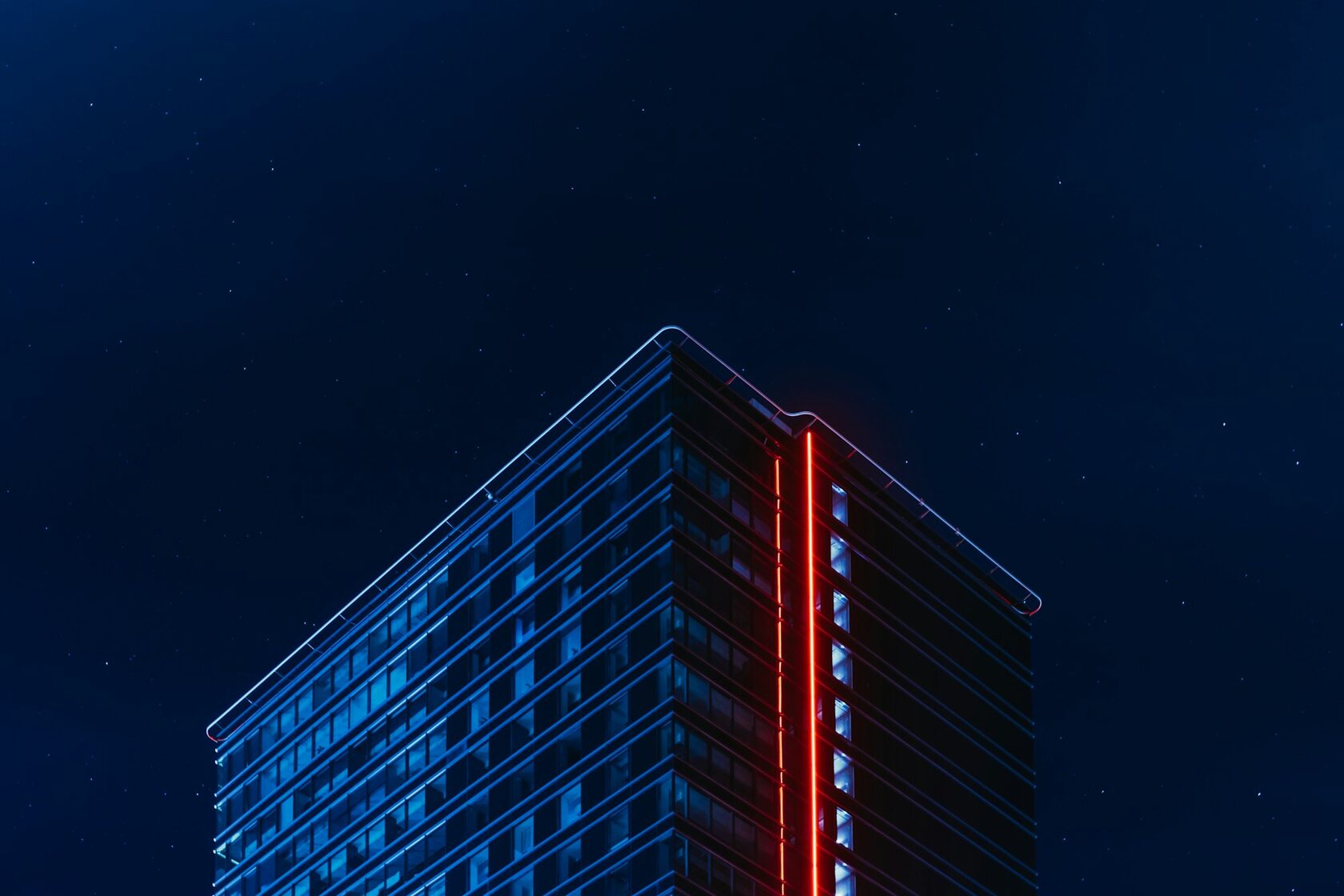 Modern skyscraper in blue tones
