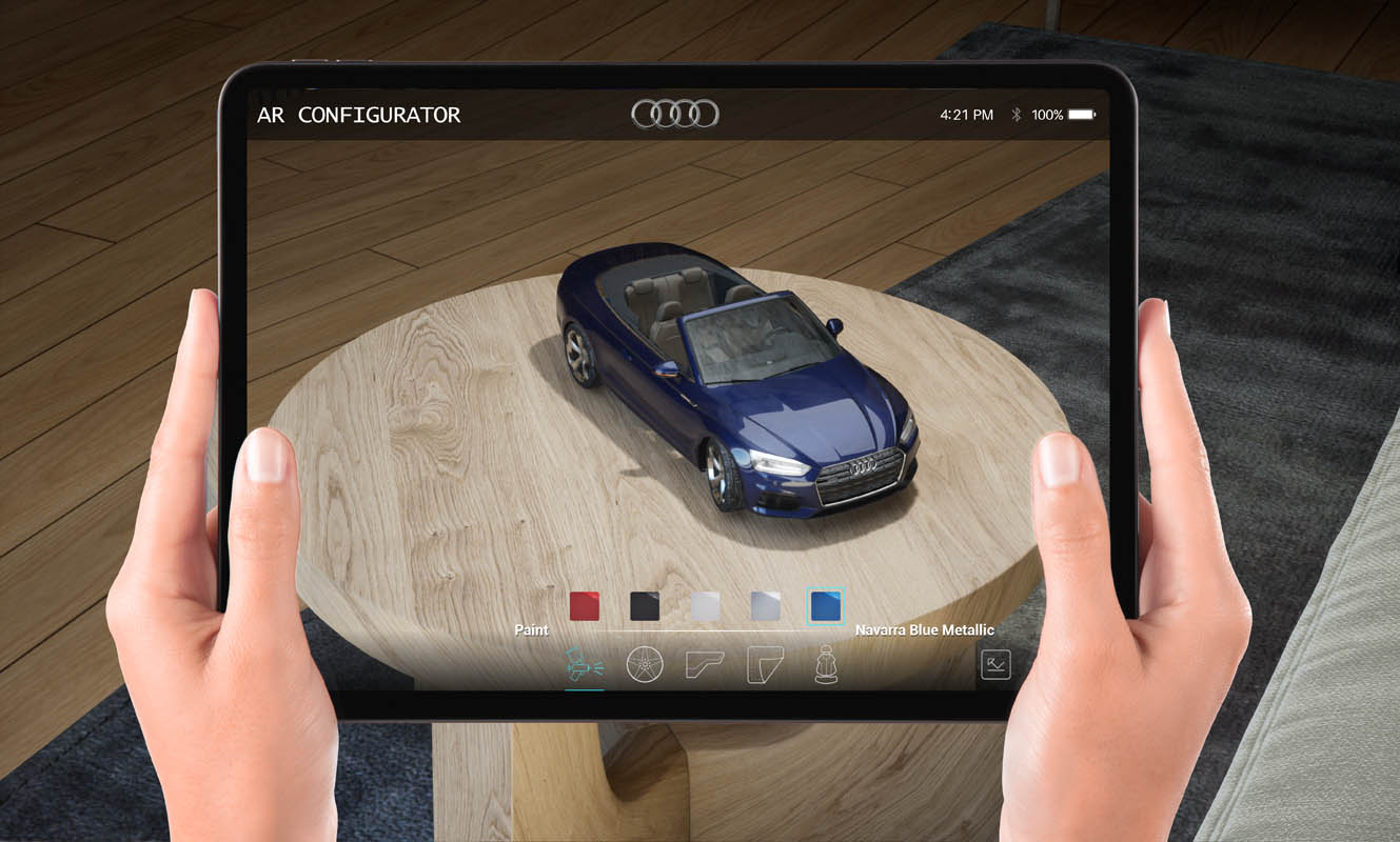 Configuratore AR Audi su tablet — Blu