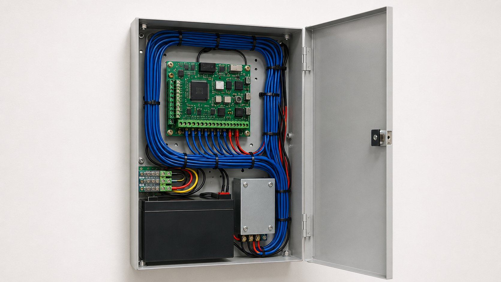 Neatly completed WESEC security system installation