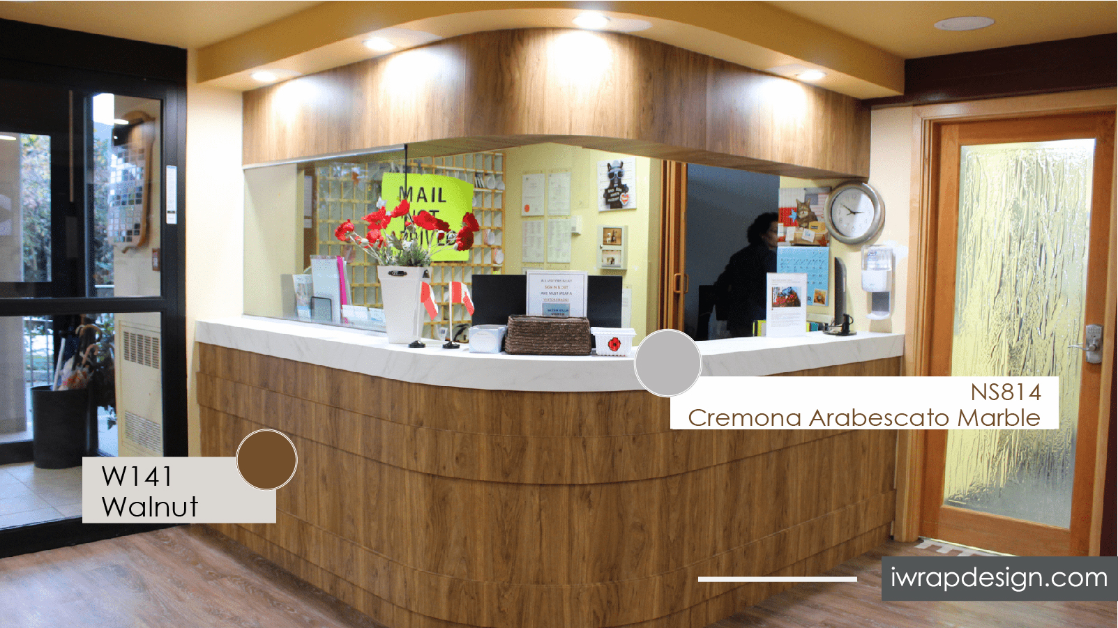 Wrapped Office Table Reception Desk Wrapping for Commercial Spaces | Fast & Modern Upgrade