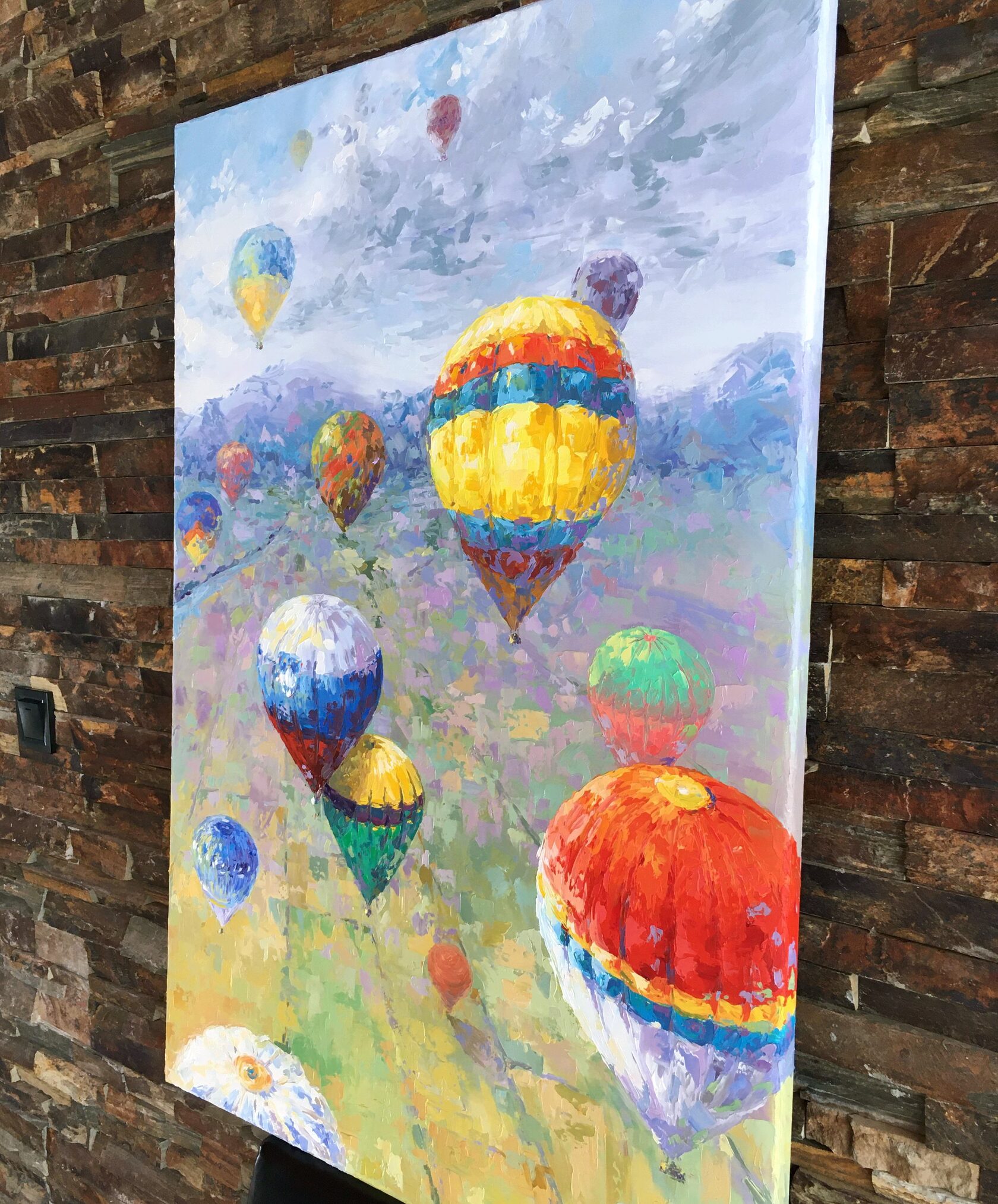 Hot air balloons oil painting 