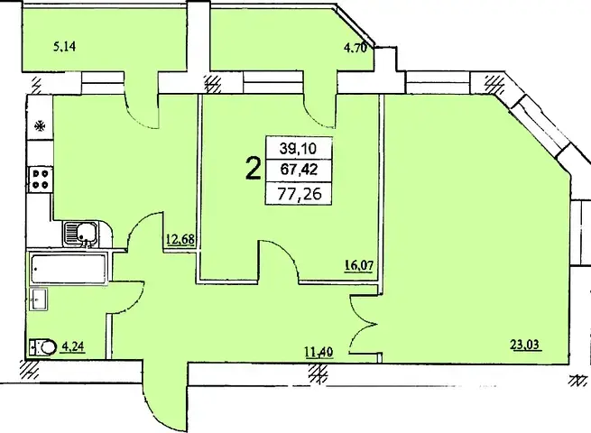 Планування двокімнатної квартири — варіант 4