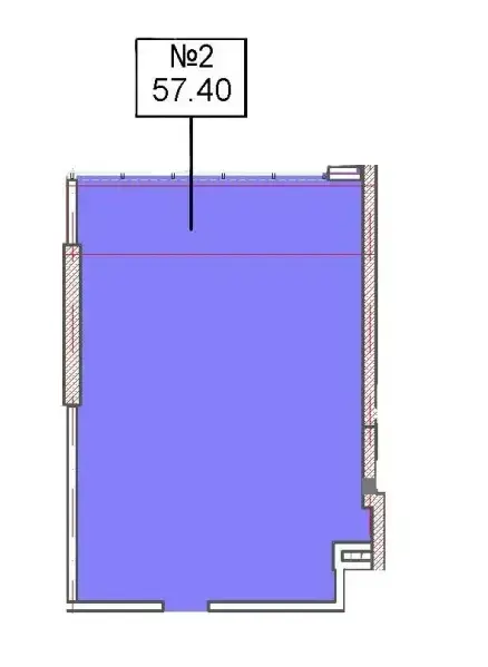 Планировка офиса №2 площадью 57,4 м² в БЦ PlatON