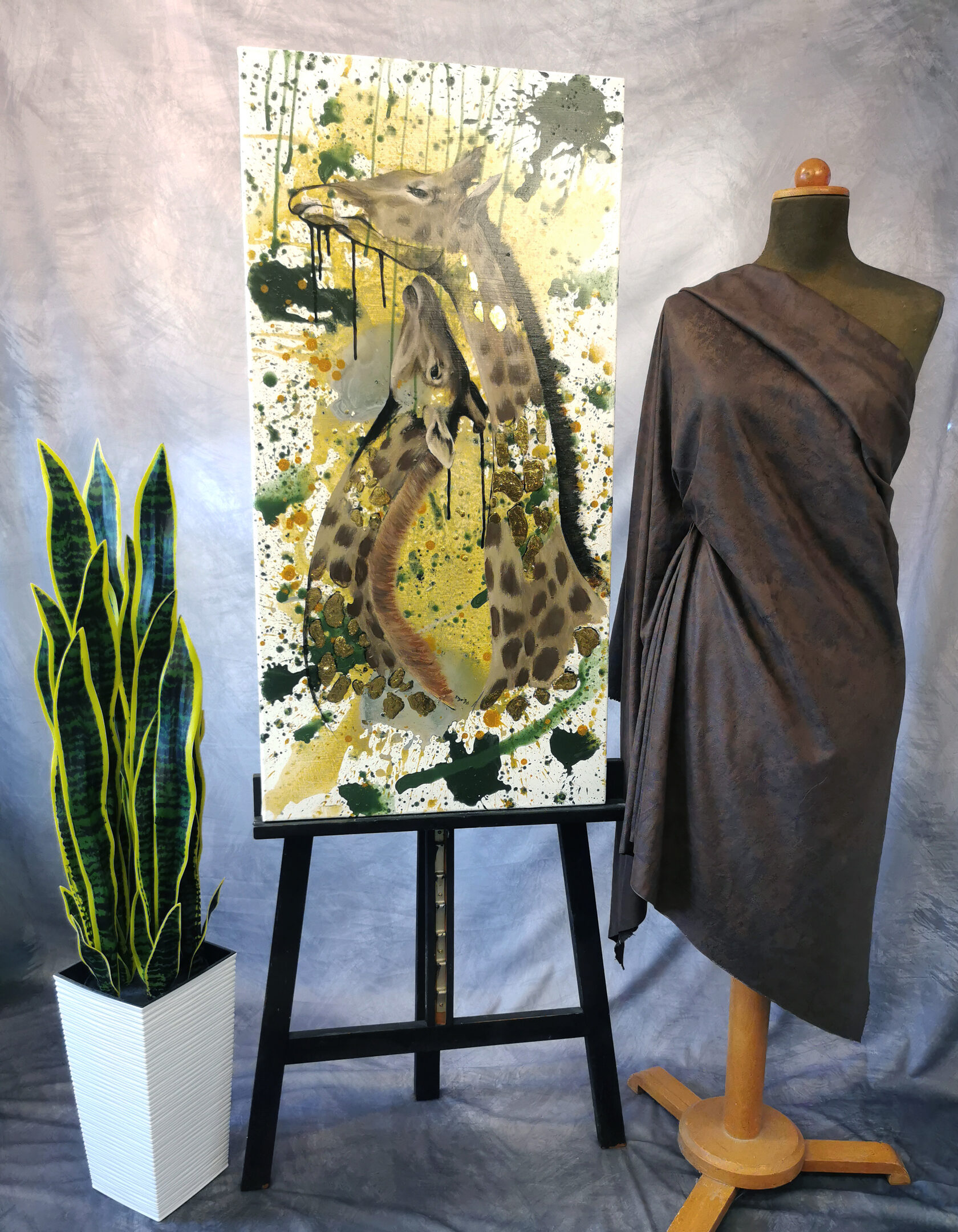 Großformatiges Giraffen Gemälde Original – Weite, Höhe und Verbundenheit