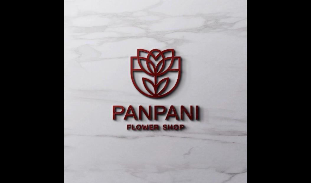 Логотип квіткового магазину PANPANI на мармуровій стіні
