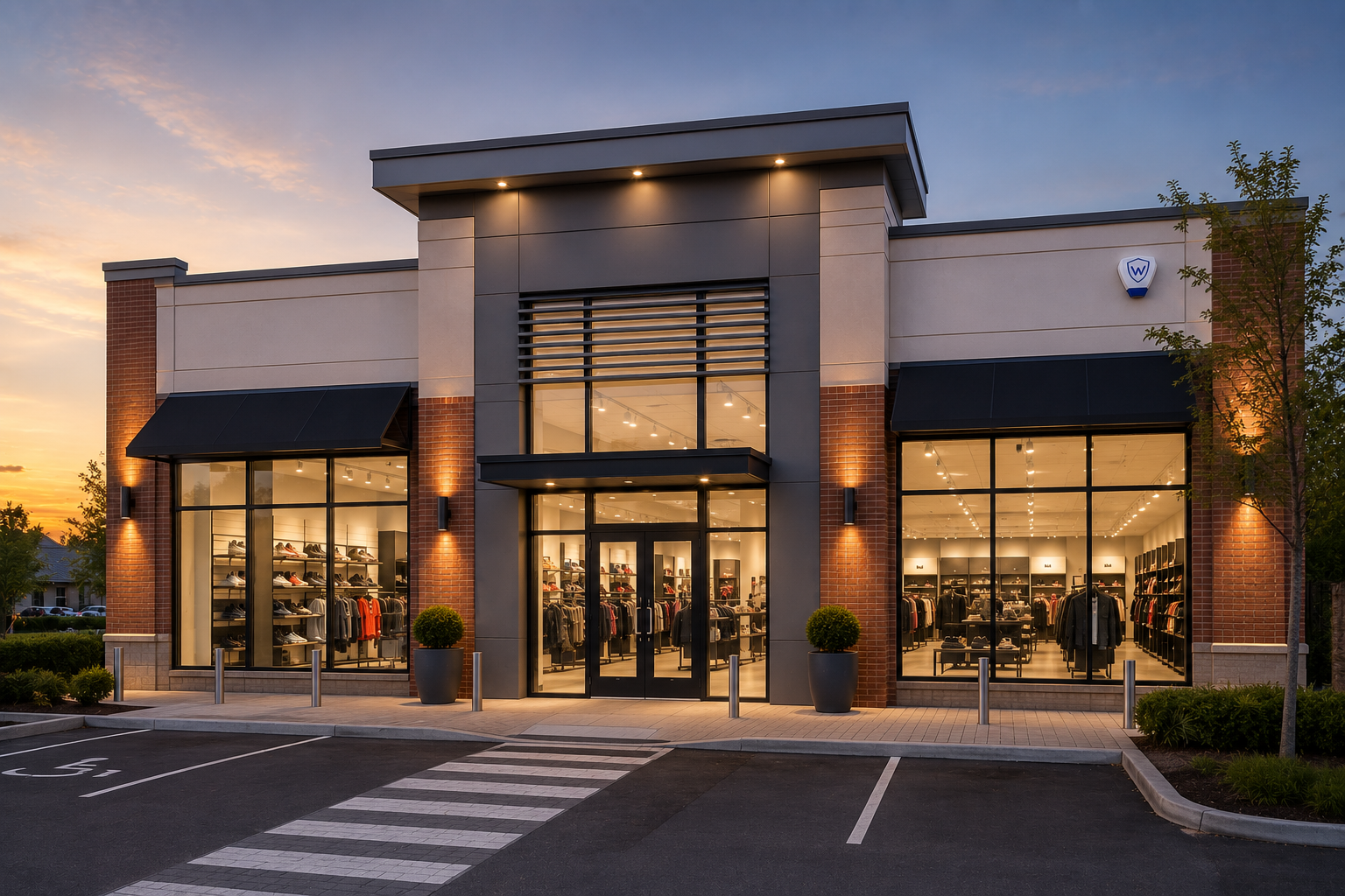 Retail premises protected by a modern intruder alarm system