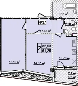 2-комнатные планировка Costa Fontana — вариант 8
