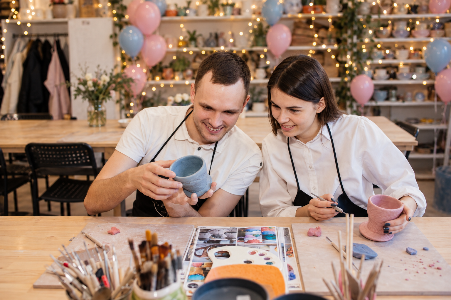 Private gender reveal for two at a pottery studio