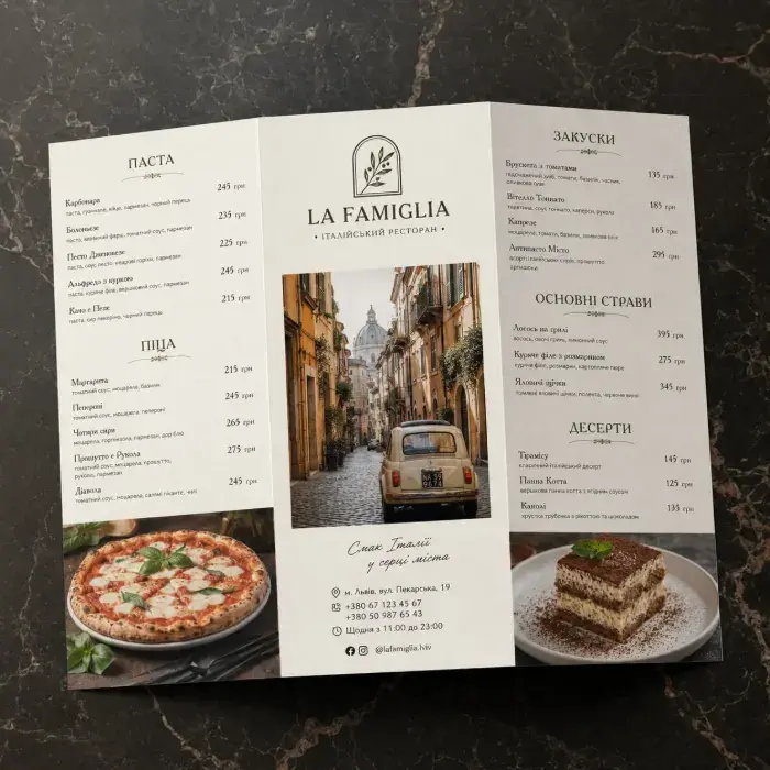 Italian restaurant menu design