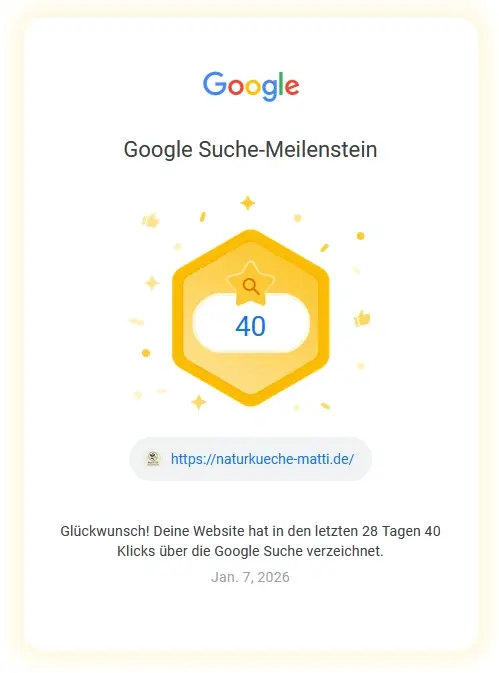Google Search Console Nachweis für organische Sichtbarkeit mit 40 Klicks durch KI-lesbare Website-Struktur