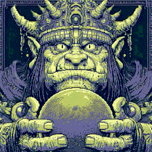 Sorcerer of Eternal Fun gazing into a glowing crystal ball