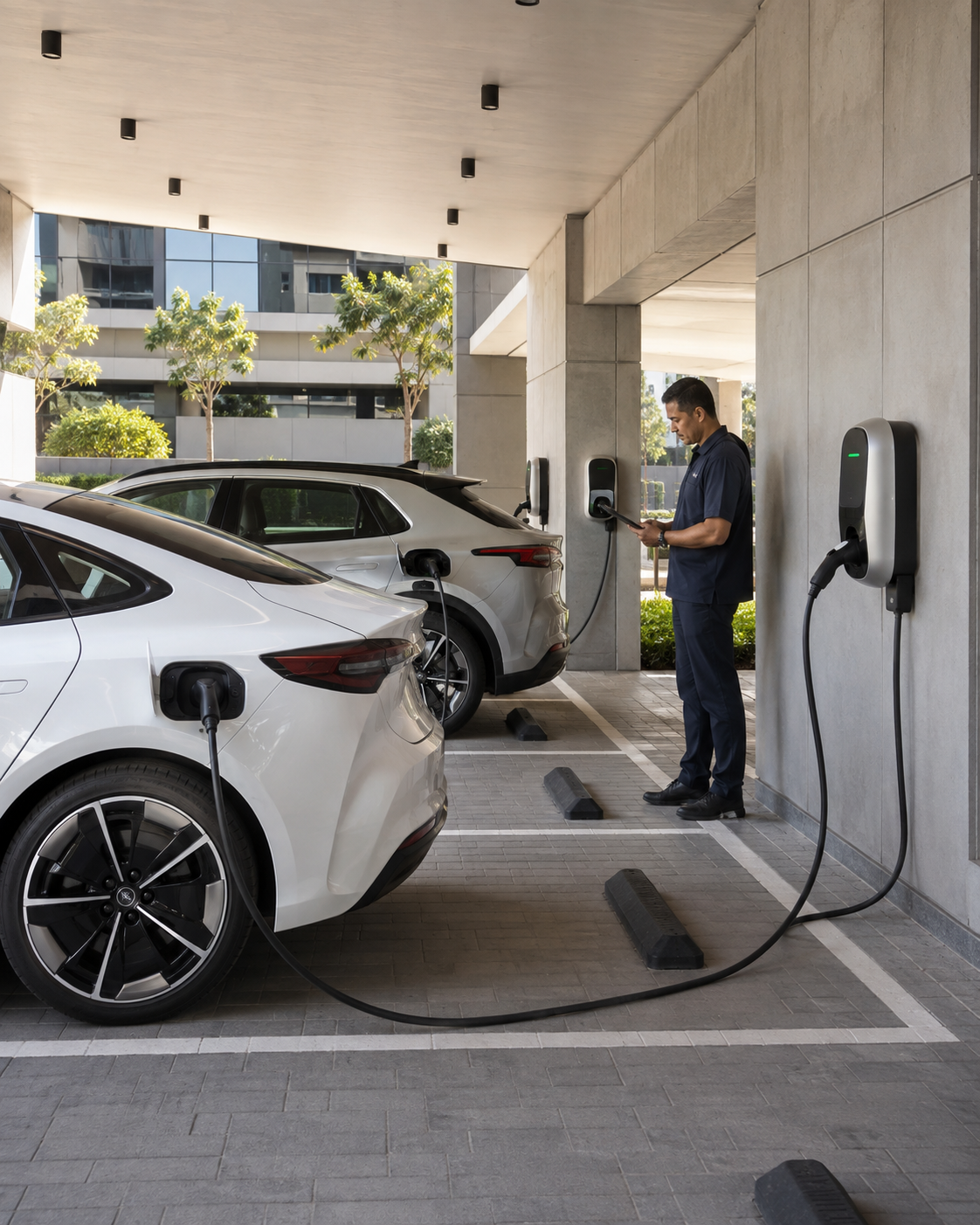 EV charging infrastructure integrated into a modern Dubai property