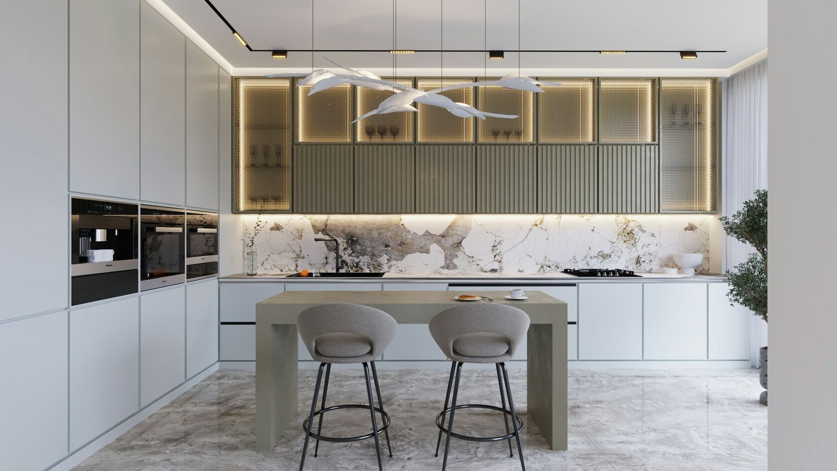 Cuisine blanche luxe organisée