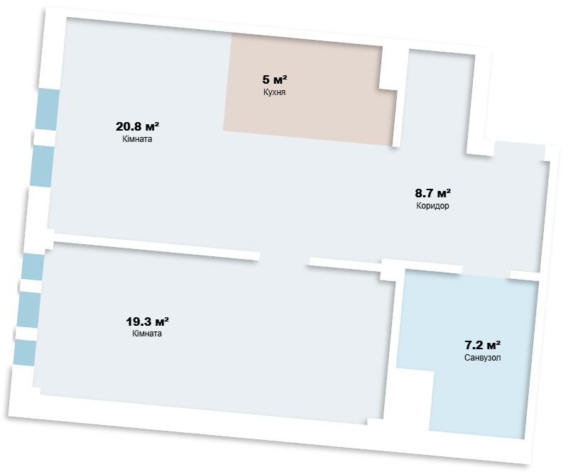 1-комнатная квартира — планировка 2
