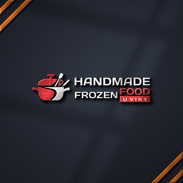 3D Handmade Frozen Food logo on a dark background