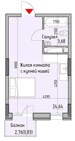 1-комнатные — вариант 1 в Пространстве на Радостной