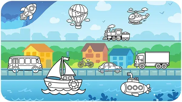 On the move coloring page
