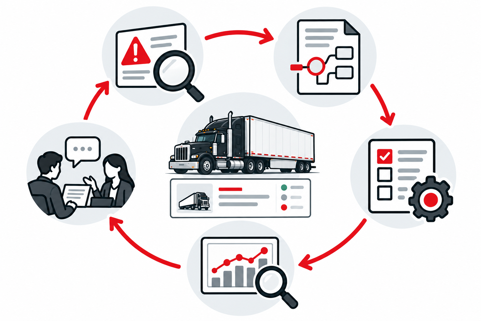 Improvement loop connecting an error with a control and measured review.