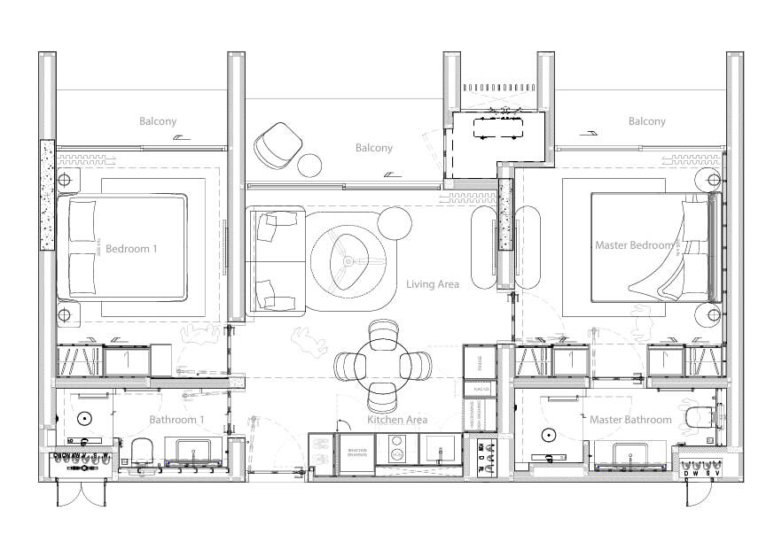 Планировка Park Residences — 2 спальни тип A, 79 м²