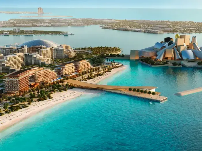 Aldar aerial view of Saadiyat Island cultural district — property for sale in Abu Dhabi