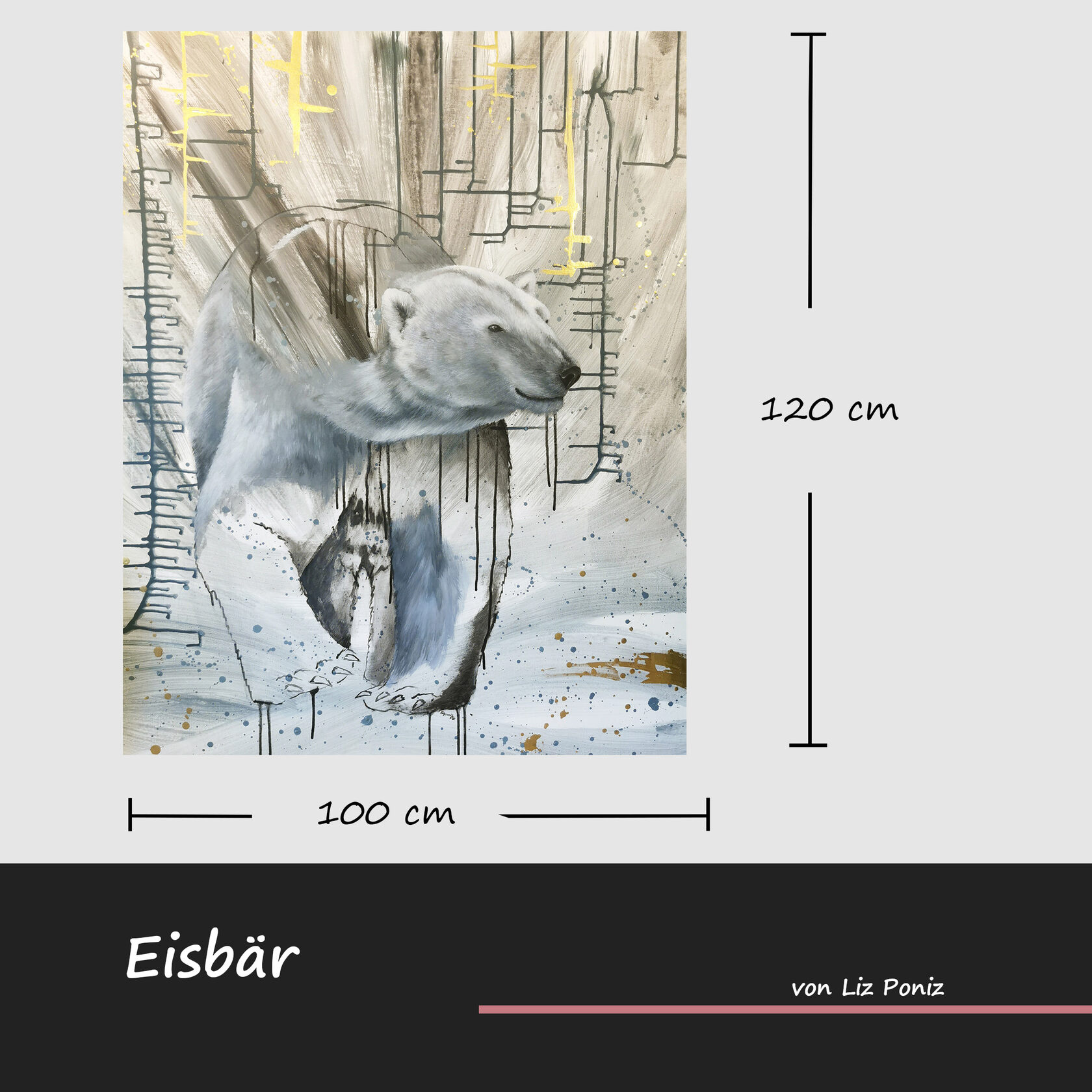 Großformatiges Eisbär Gemälde Original – Kunst über Stille, Weite und bedrohte Arktis