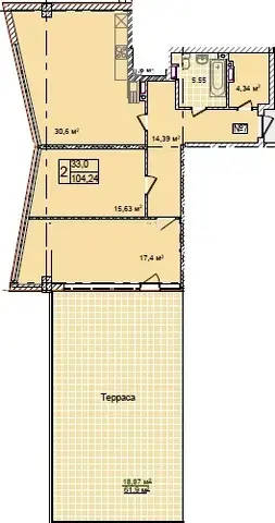 2-комнатные планировка Costa Fontana — вариант 6