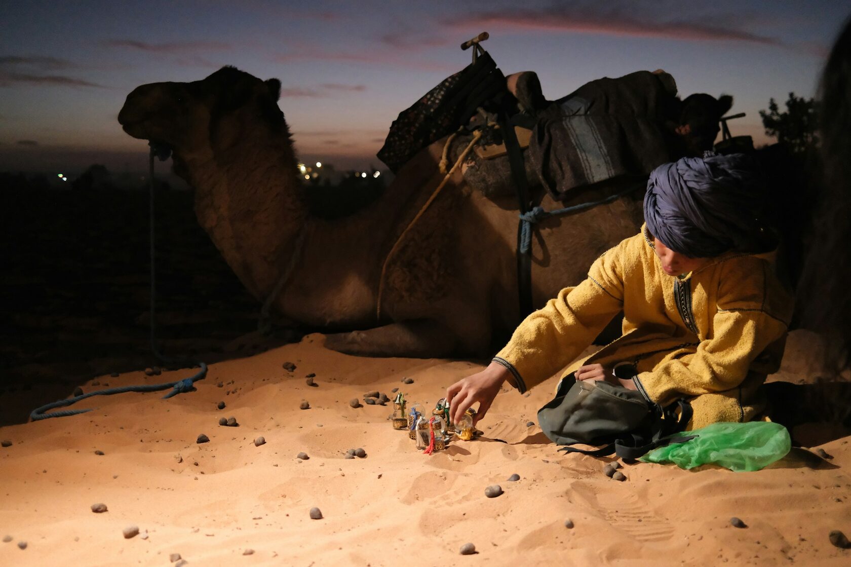 Special operations forces in Middle East desert environment at night