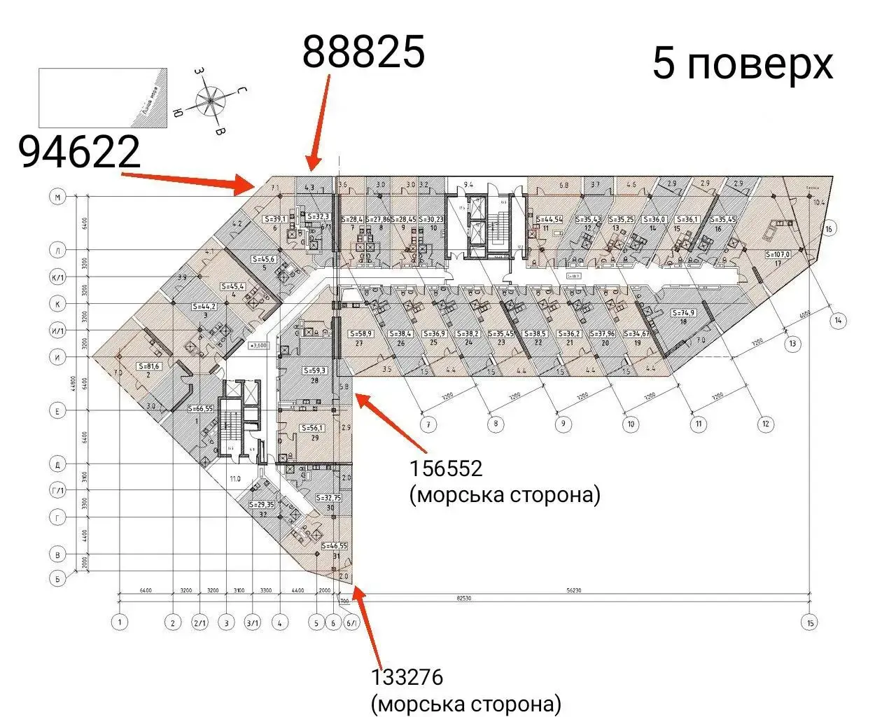 M1 Club Apartments — планування другого типу поверху