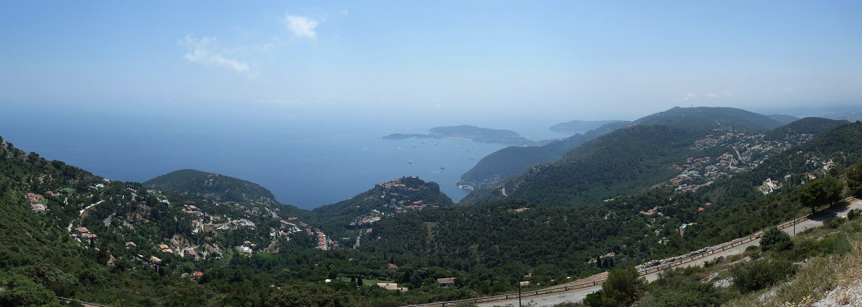 Panorama over Èze and the Mediterranean from the Grande Corniche heights