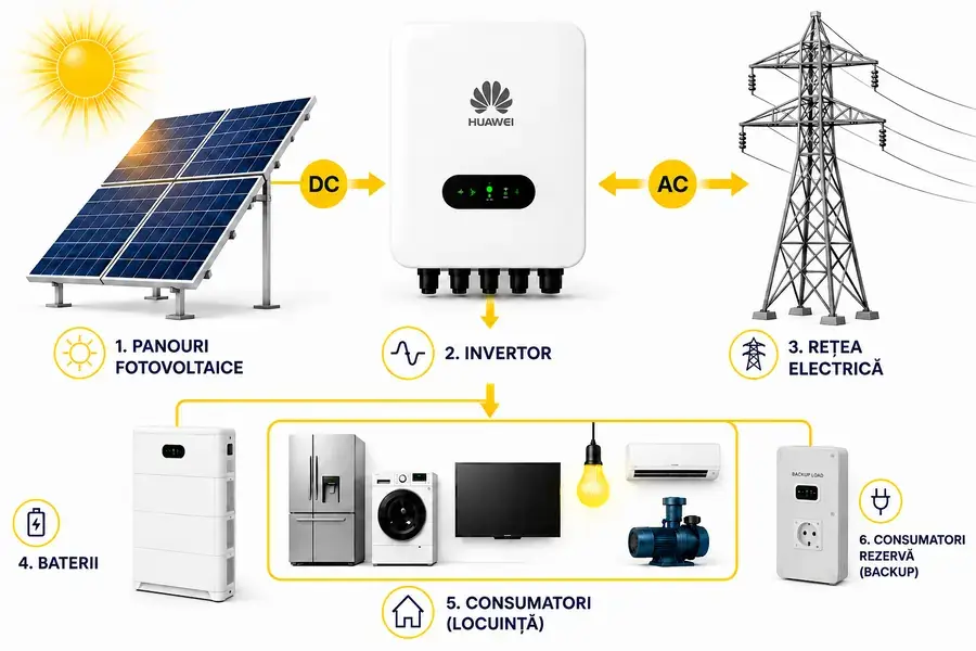 Sistem fotovoltaic hybrid cu baterii