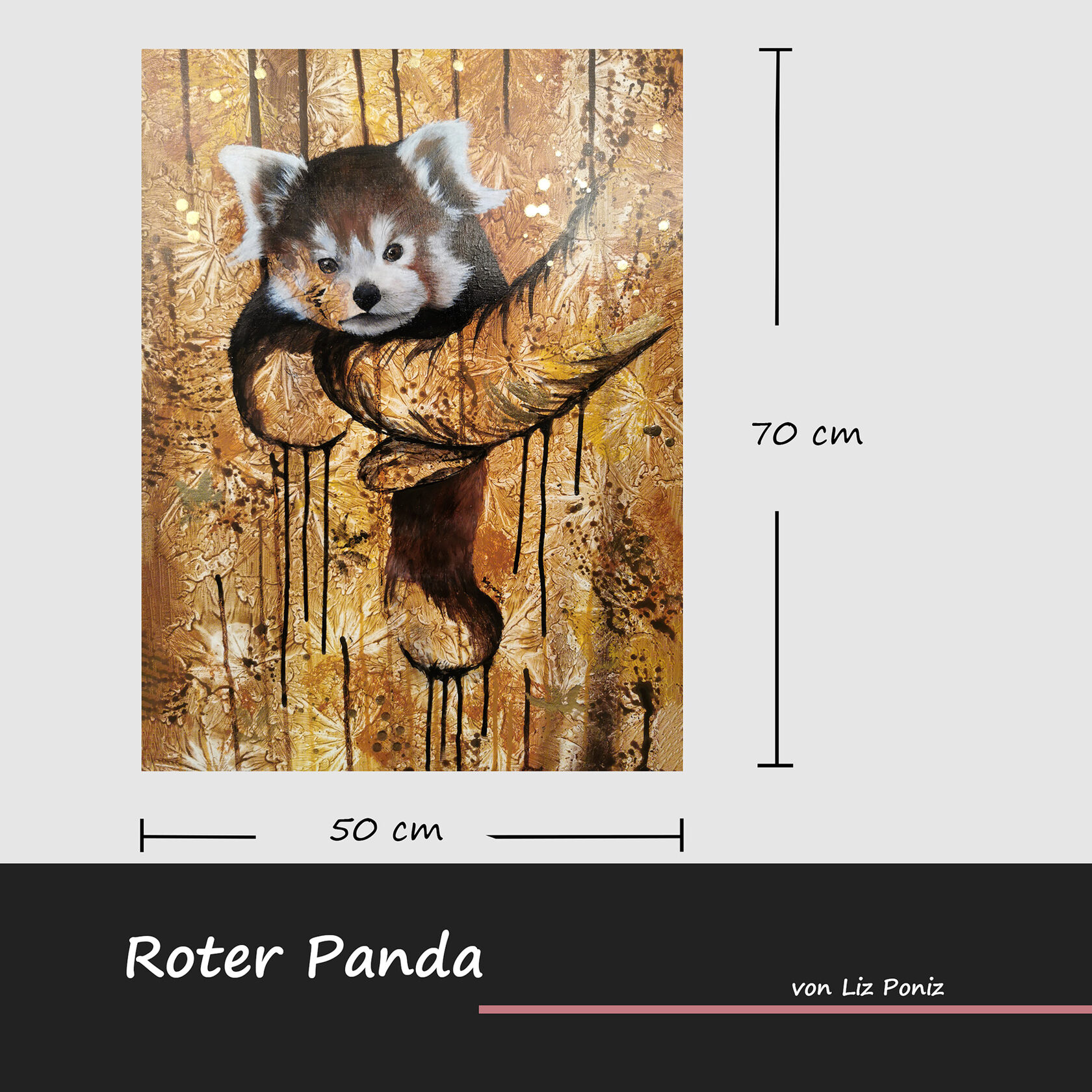 Roter Panda Gemälde Original großformatig – sanfte, weiche Pfoten mit schmachtendem Blick