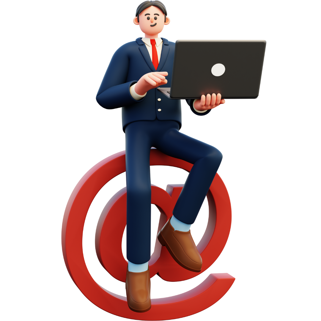 gentleman with a laptop enjoying the success of his busines