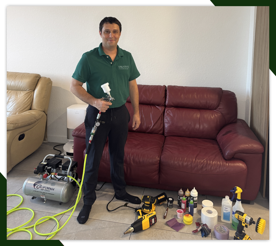 ValKrys technician working on leather repair