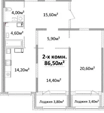 2-комнатная квартира в ЖК Оскар — вариант 5