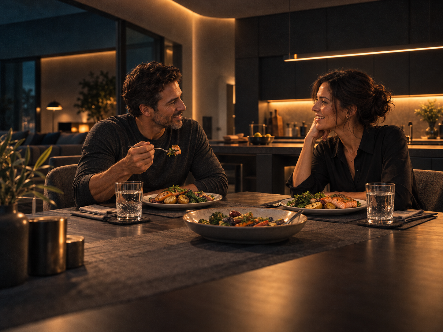 A couple sharing a meal