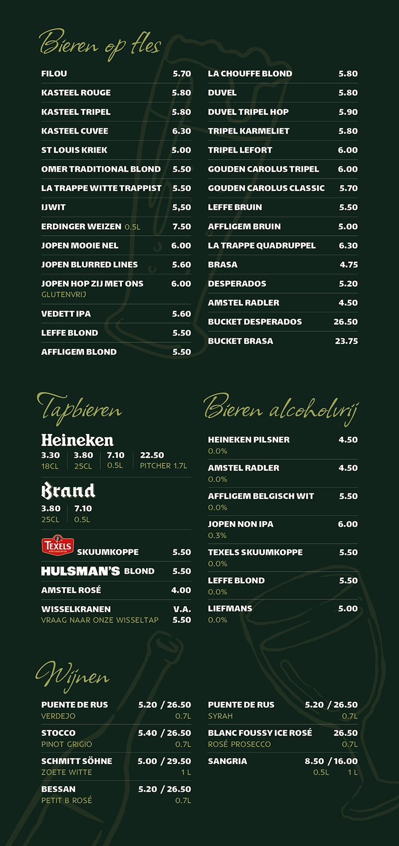 Menukaart Grand Café &amp; Hotel Hulsman