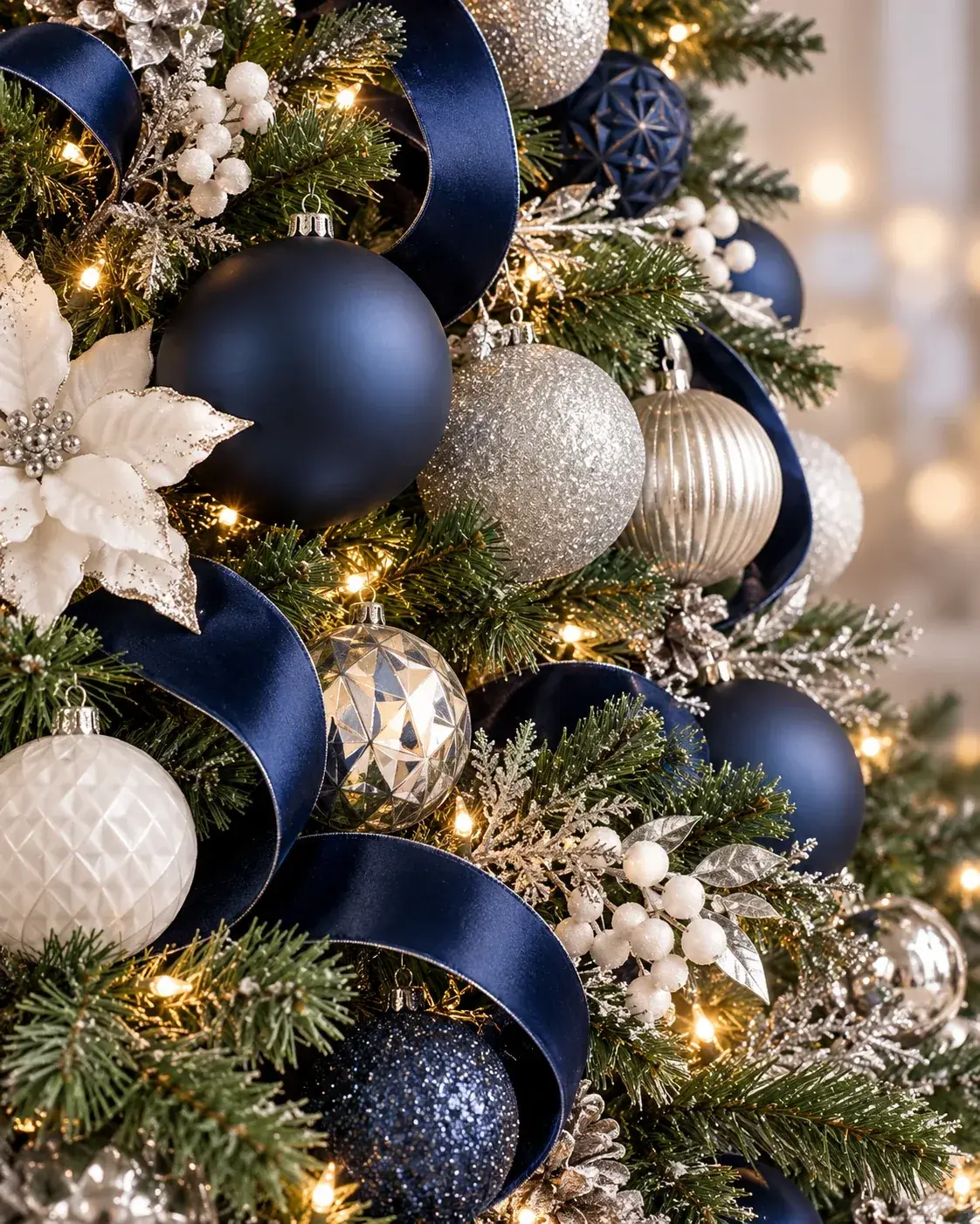 Navy and silver holiday tree